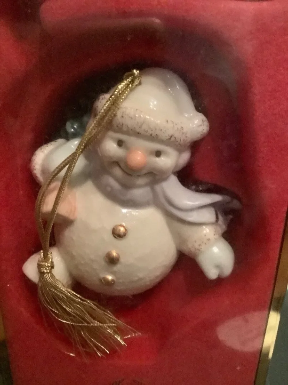 Vintage Lenox China Snowman Ornament -- 24K -- NIB